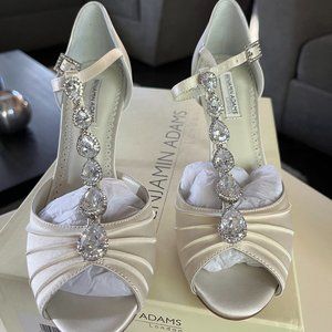 Size 6 Benjamin Adams Silk Ivory Wedding Shoes